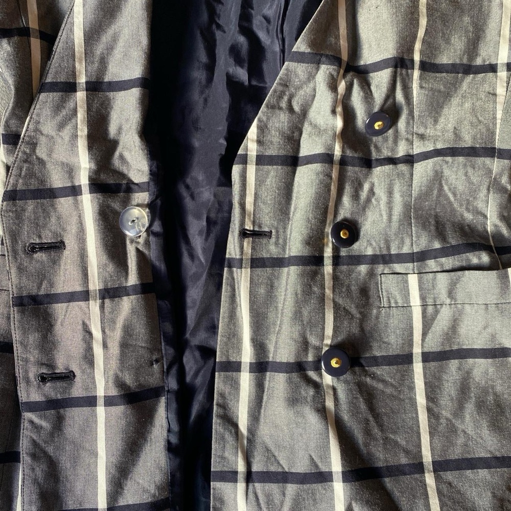 Casual Corner Blue and White Checkered Blazer - Picture 4 of 8